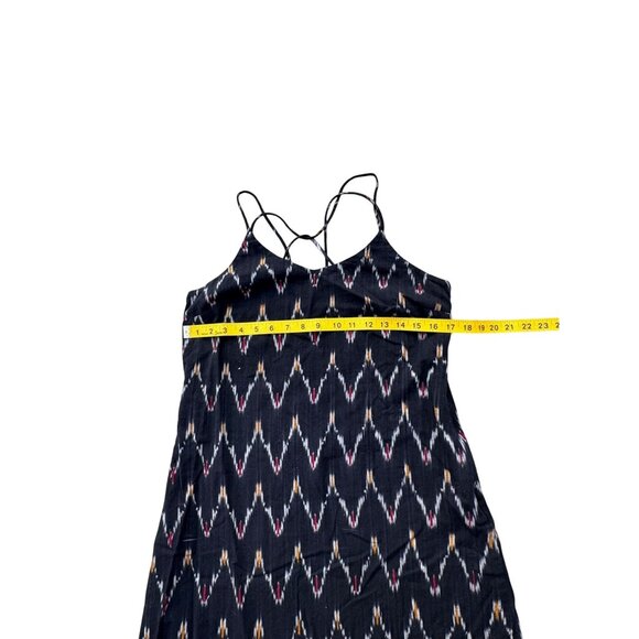 Loft Petite 6P Black & Multicolor Ikat Pattern Sleeveless Dress With Crisscross - Picture 5 of 8